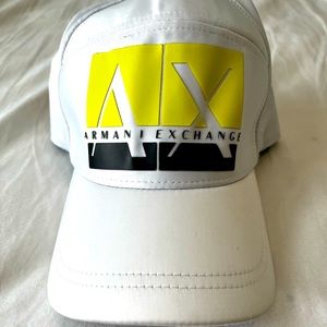 Armani Exchange Hat, white, neon yellow, and black in good condition